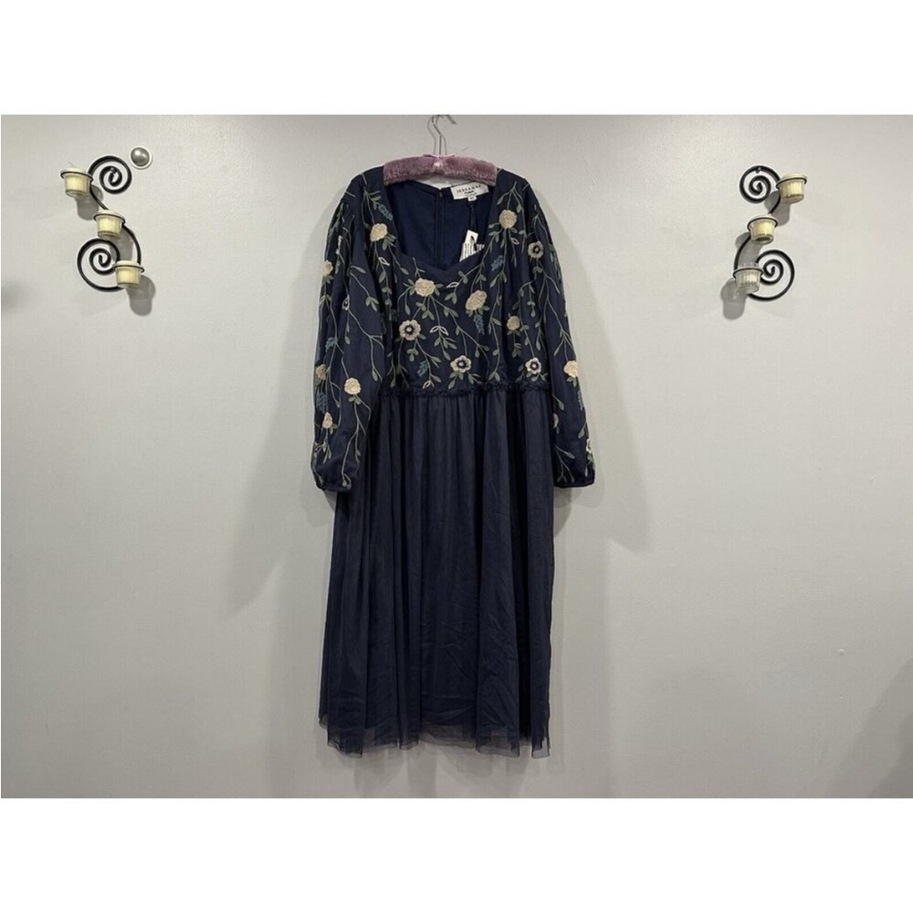 Jessakae Leah Ryder Leah Dress Navy Blue Floral Long Sleeve A-Line 6X